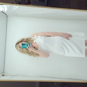 Karl Lagerfeld Paris Shoulder Strap Sheath Dress White Bow Butterfly Size 10